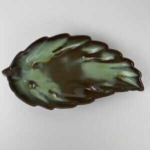 Vintage Frankoma Pottery #226 Plainsman Prairie Green 12" Footed Leaf Bowl
